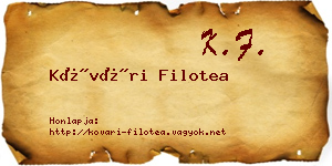 Kővári Filotea névjegykártya